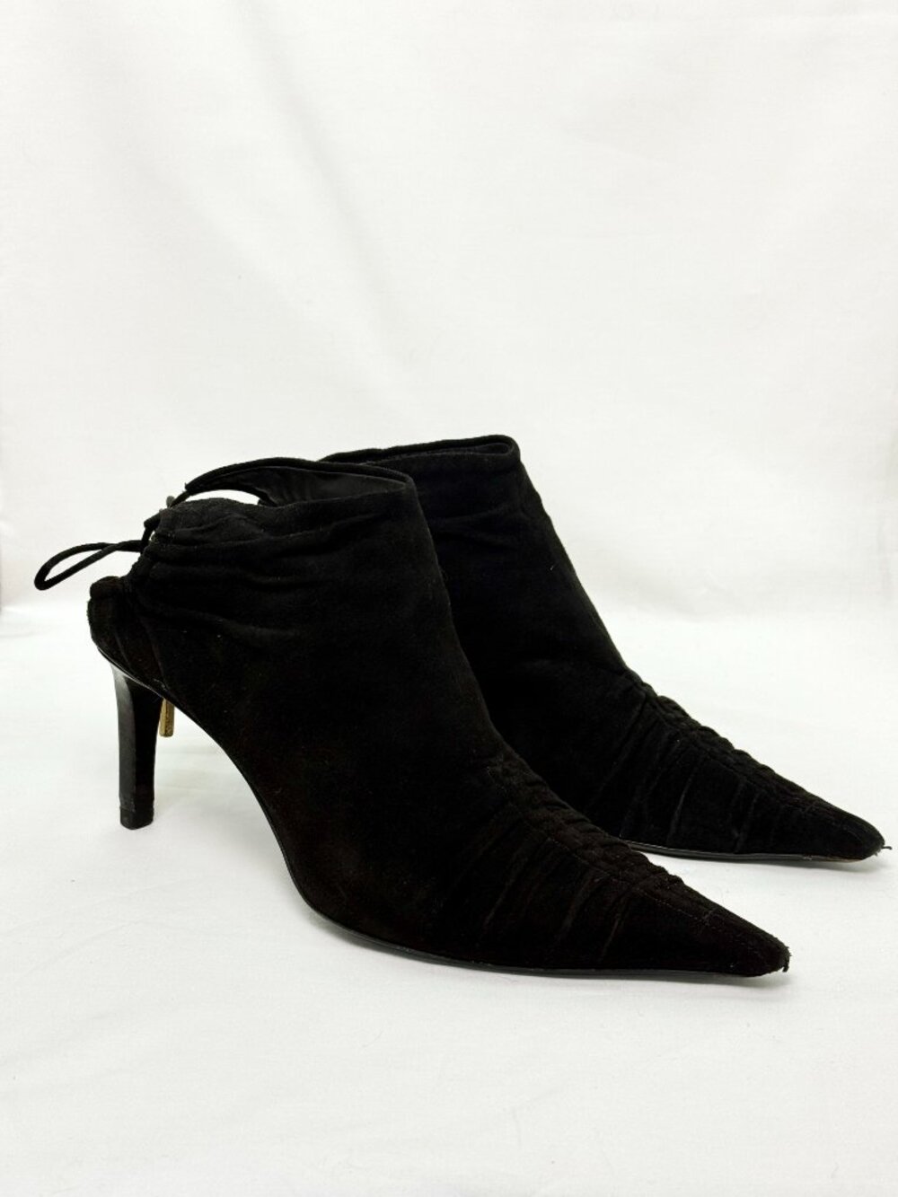Gucci by Tom Ford 2004 Vintage Black Suede Ruched Ankle Heels – EU 36.5C - Picture 8 of 8